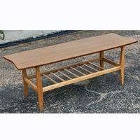  style oak two tier coffee table irregular top shape second level 