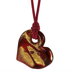 Genuine Murano Glass Heart Pendant  Overstock