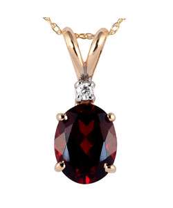 14k Yellow Gold Garnet and Diamond Necklace  Overstock
