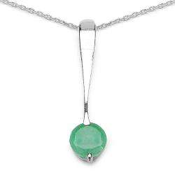 Sterling Silver Round cut Emerald Drop Necklace  Overstock