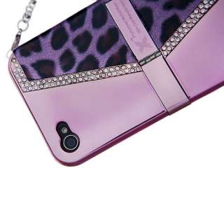   Leopard Crystal Ladies Handbag Style Case Cover for iPhone 4  