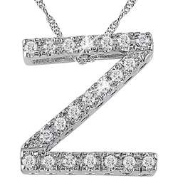 14k Gold 1/10ct TDW Initial Z Diamond Necklace  