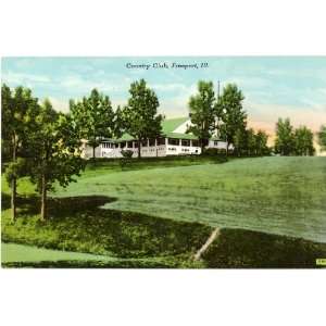   1940s Vintage Postcard Country Club Freeport Illinois 