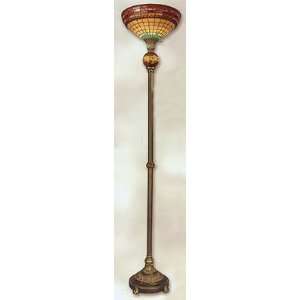  Tiffany Torchiere Lamp With Classic Brass Finish