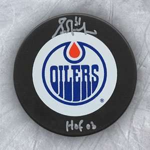 GRANT FUHR Edmonton Oilers Autographed Hockey Puck w/ HOF 03