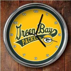  Green Bay Packers 12 Chrome Clock