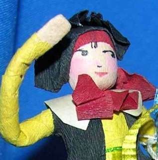   HAND MADE CREPE PAPER MINIATURE PIRATE DOLL HOUSE DOLL BY ARTIST RAVCA