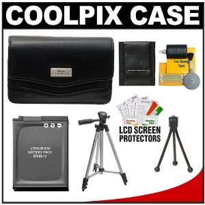 Nikon Coolpix 11632 Leather Digital Camera Case with EN EL12 Battery 