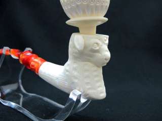 DOG Tobacco Smoking Meerschaum Pipe + Case+Stand+Pouch  