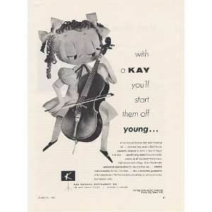  1960 Kay Cello Young Girl Playing Instrument Print Ad 