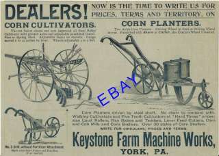 OLD 1894 KEYSTONE CORN PLANTER & CULTIVATOR AD YORK PA  