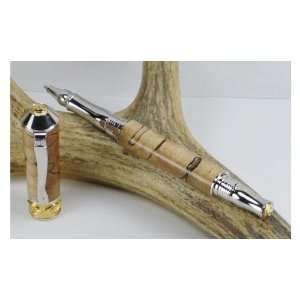  Spalted Maple Nouveau Sceptre Pen With a Platinum and Gold 