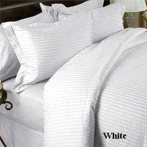   Cotton 500 Thread Count Sateen Stripe 4 Pc Comforter Set   White Queen