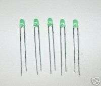 GREEN 3MM 3 MM LED FOR EFFECT PEDALS   LOT OF 5  