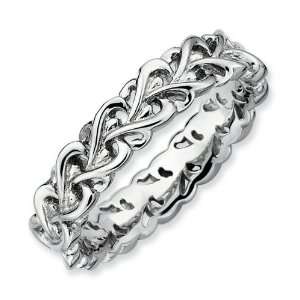  Sterling Silver Stackable Intertwined Heart Ring: Jewelry