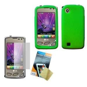 Green Silicone Case / Skin / Cover & LCD Screen Guard / Protector for 