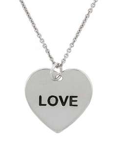 Sterling Silver Love Engraved Heart Pendant  Overstock
