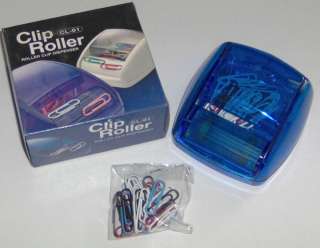 NIB Magnetic Roller Paper Clip Dispenser Blue  