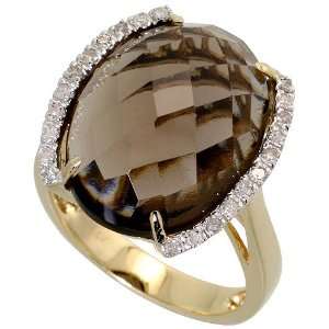 14k Gold Ring, w/ 0.16 Carat Brilliant Cut Diamonds & 10.42 Carats 