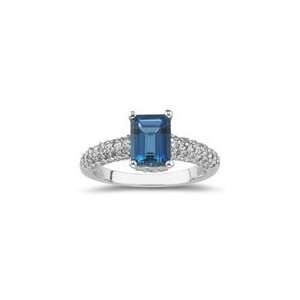  1.07 Cts Diamond & 1.46 Cts London Blue Topaz Ring in 18K 