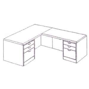  Executive L Desk w/Box/Box/File Drawer Pedestals: Office 