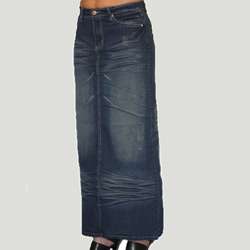 Naomi Womens Crinkle Long Denim Skirt  Overstock
