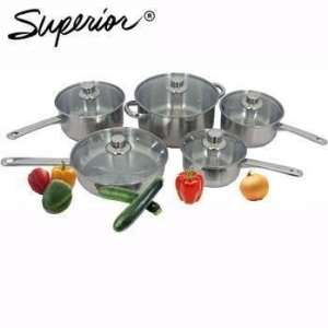 Superior 10 Piece Stainless Steel Cookware Set  Kitchen 