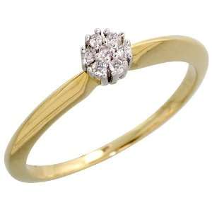 Gold Fancy Cluster Diamond Ring, w/ 0.06 Carat Brilliant Cut Diamonds 