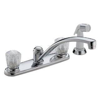 Delta Classic 2402 Two Handle Kitchen Faucet with Spray, Chrome