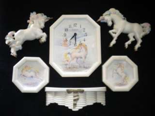  Interiors Unicorn Wall Grouping Clock Shelf Pictures Plaques  