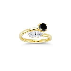  0.81 Cts White Sapphire & 0.72 Cts Black Diamond Ring in 