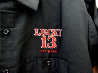 Lucky 13 Mens Adrian Black Work Shirt Rockabilly NEW  