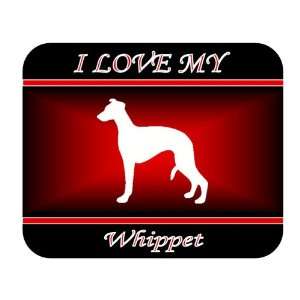  I Love My Whippet Dog Mouse Pad   Red Design: Everything 