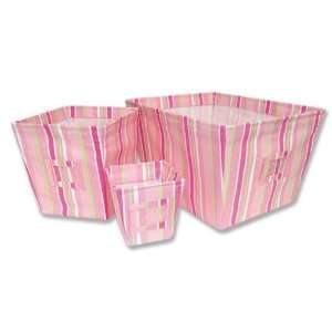  Trend Lab Baby Pasiley Stripe 3 Pc Fabric Storage Bins 