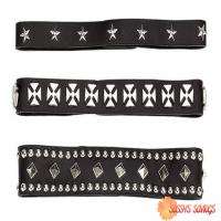   Black Leather Chokers Necklace Studs Spikes Biker Punk Goth  