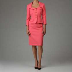 Tahari ASL Womens Coral Jacquard Skirt Suit  Overstock