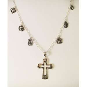  Sterling Silver Cross with Medals: Jewelry