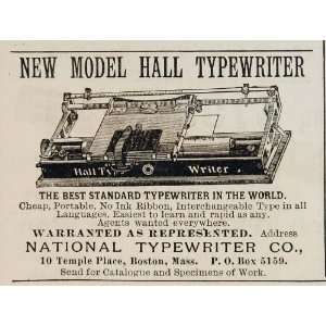   Vintage Hall National Typewriter ORIGINAL RARE   Original Print Ad