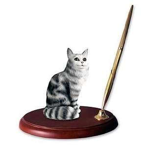  Maine Coon Cat Pen Holder (Silver)