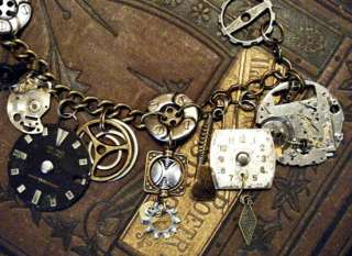 NEVER ENOUGH TIME Steampunk/Industrial Vtg Watch Parts/Dials Charm 