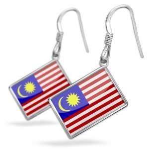  Earrings Malaysia Flag with French Sterling Silver 