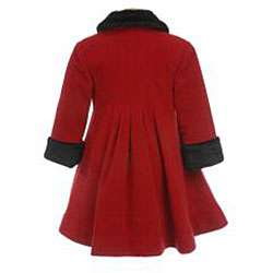   Girls Wool Pleated Coat with Faux Fur Trim  Overstock