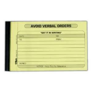  TOPS Avoid Verbal Orders Book, 4.25 x 6.75 Inch, 2 Part 