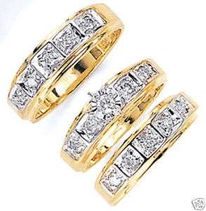 Pcs Trio Princess Cut Engagement Wedding Ring Set  