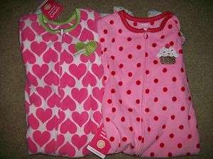 NWT GIRLS CARTERS 1 PC FOOTED PAJAMAS 12M/2T/4T  