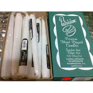8in White Patrician Taper Candles 12 Count 