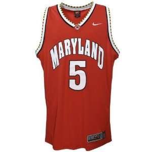 Nike Elite Maryland Terrapins #5 Red Replica Basketball Jersey (X 