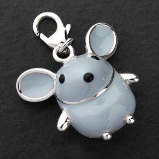 925 Sterling Silver Charm Pendant Cute Enamel Mouse  