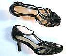 Nine West Brazil Womens Black Sandals Wide 3 Heels Open Heels Shoes 8 