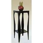 Asia Direct Black finish metal plant stand with glass top and shelf